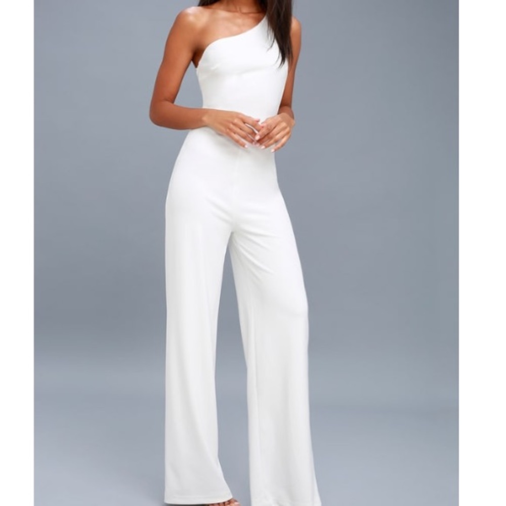 White Off the Shoulder Lulus Jumpsuit